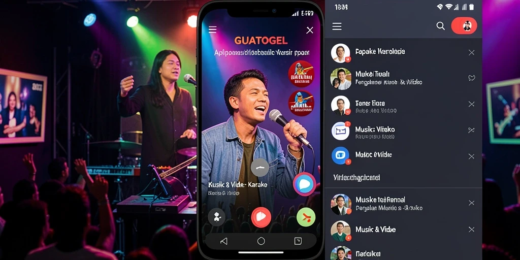 Tampilan antarmuka GUATOGEL dengan berbagai pilihan lagu karaoke.