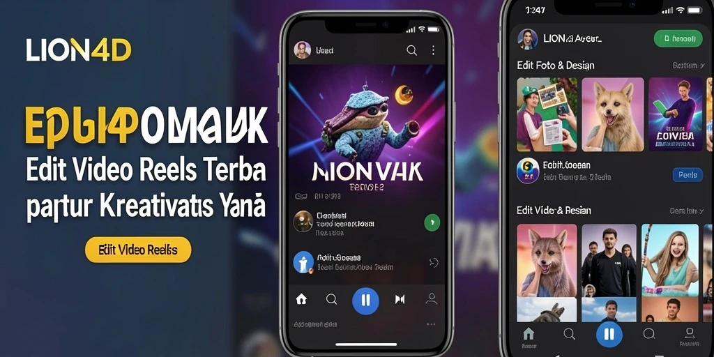 Antarmuka LION4D menampilkan fitur editing video reels yang lengkap dan user-friendly.