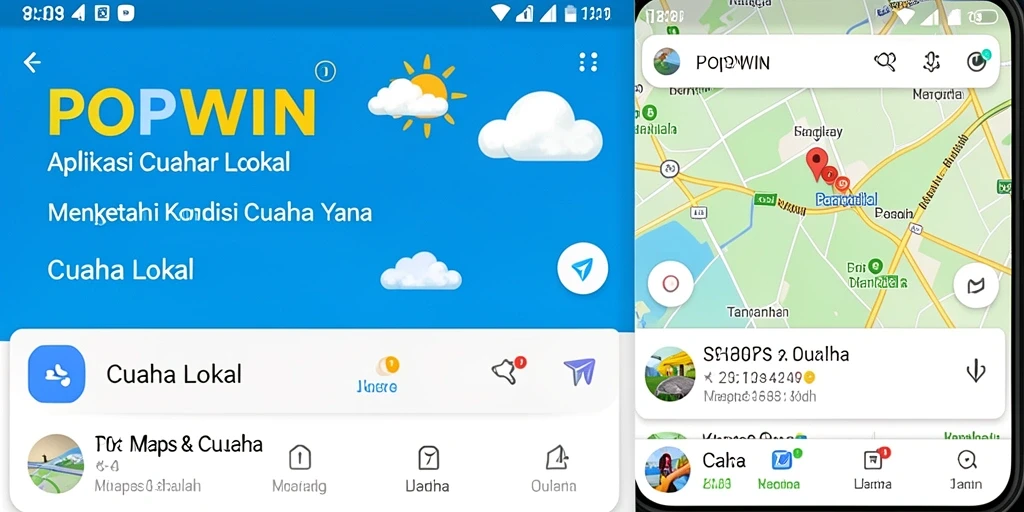 Antarmuka aplikasi POPWIN menampilkan informasi cuaca lokal yang jelas dan terperinci.