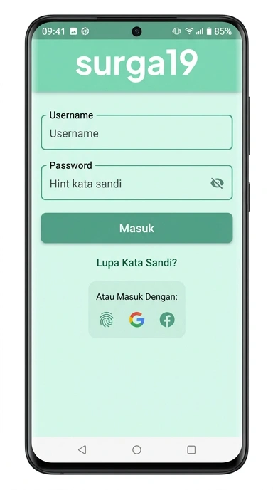 Tampilan halaman login surga19